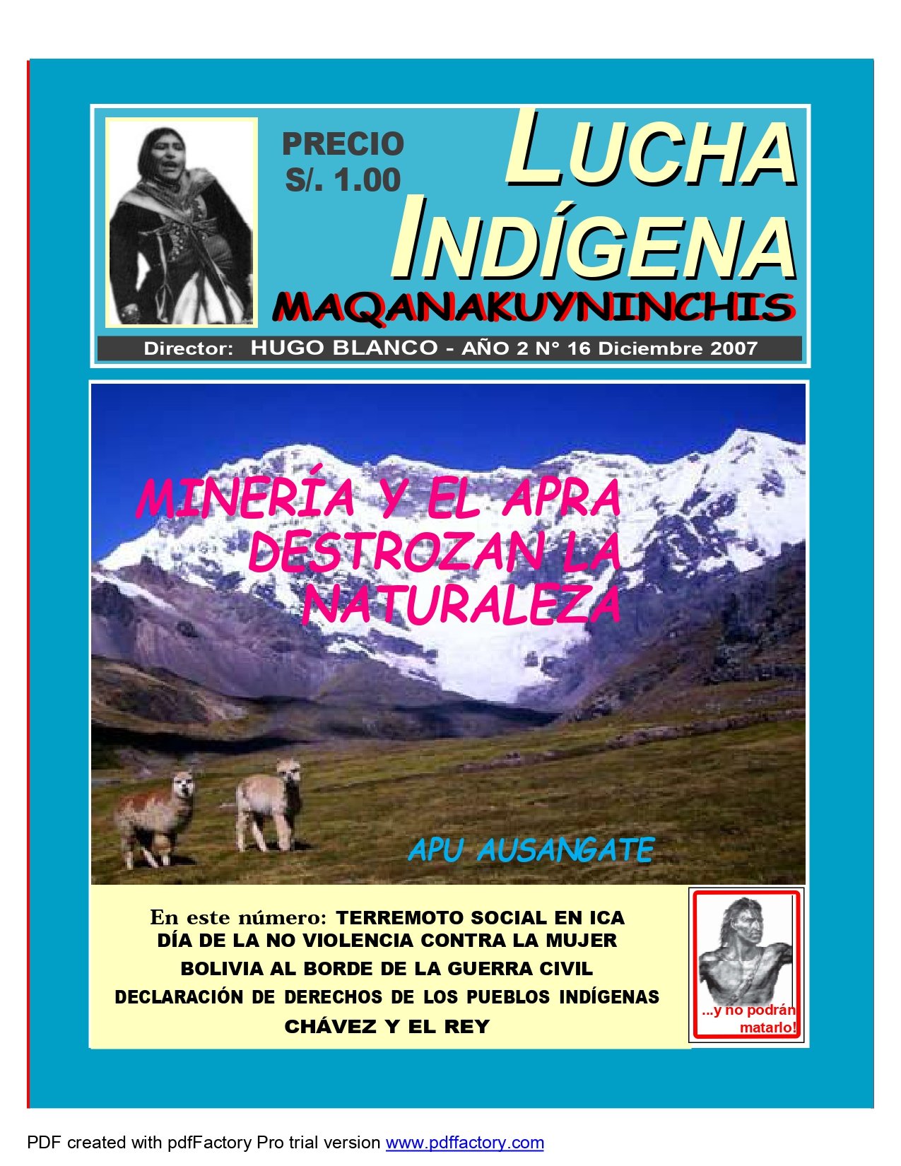 Lucha Indígena N°16, Diciembre 2007