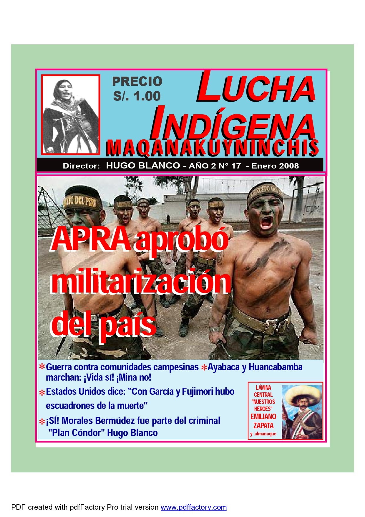 Lucha Indígena N°17, Enero 2008
